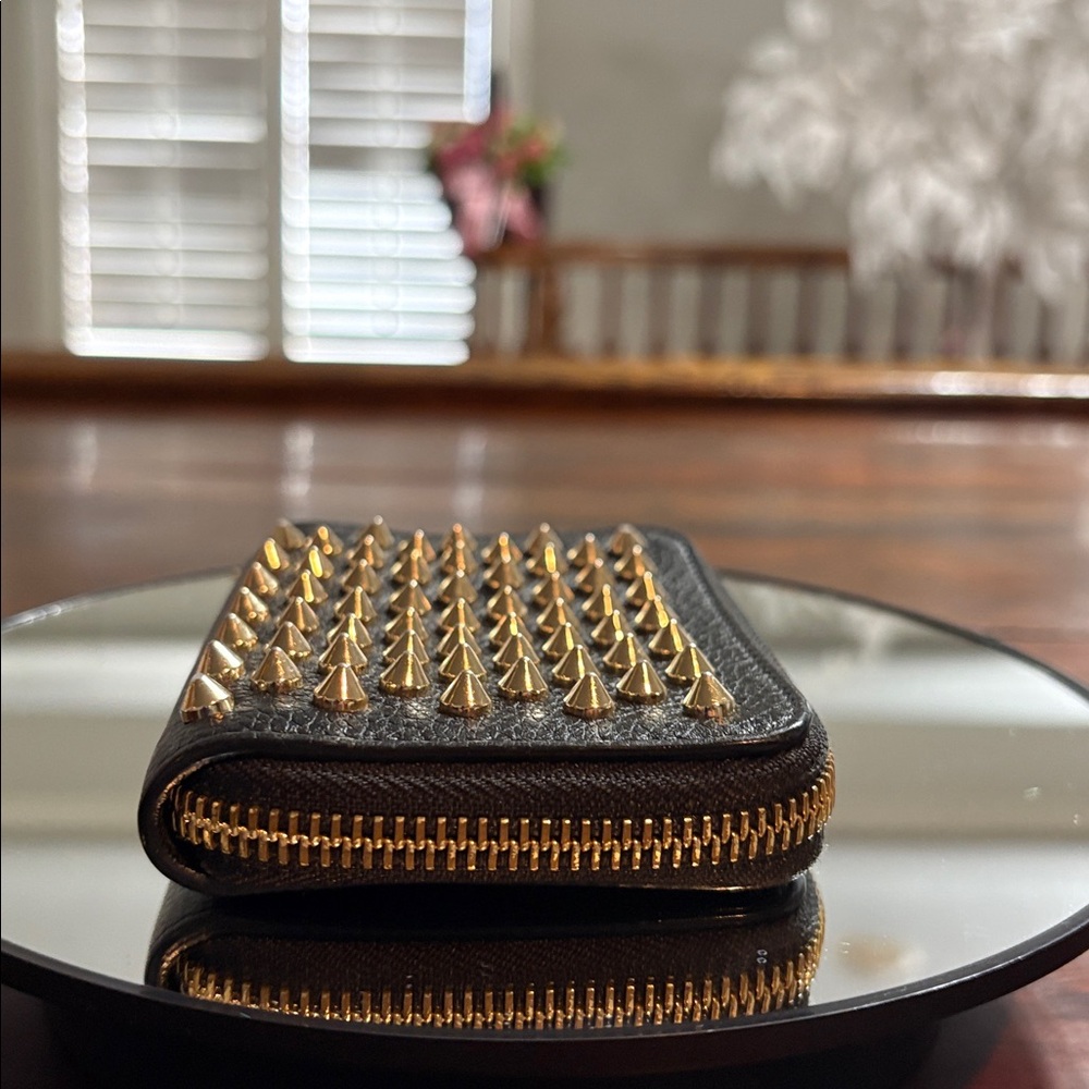 CHRISTIAN LOUBOUTIN PANETTONE Spiked Leather Wallet/Coin Case - Picture 6 of 13